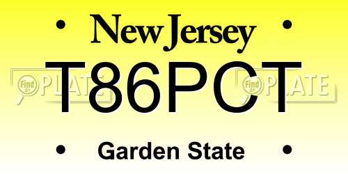 T86PCT New Jersey License Plate