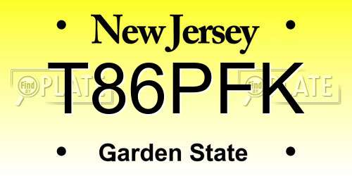 T86PFK New Jersey License Plate