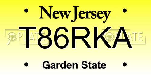 T86RKA New Jersey License Plate