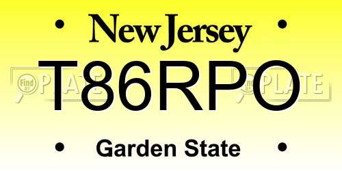 T86RPO New Jersey License Plate