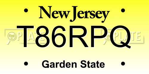 T86RPQ New Jersey License Plate