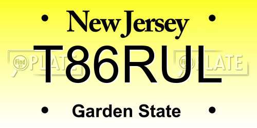 T86RUL New Jersey License Plate