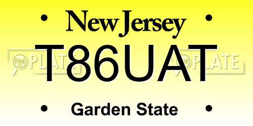 T86UAT New Jersey License Plate