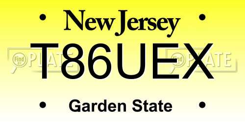 T86UEX New Jersey License Plate
