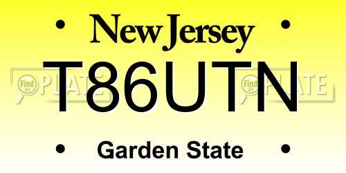 T86UTN New Jersey License Plate