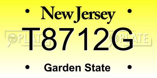 T8712G New Jersey License Plate