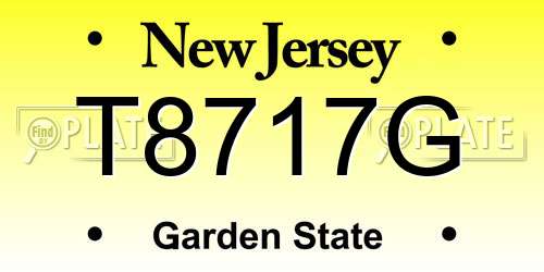 T8717G New Jersey License Plate