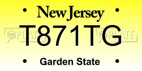 T871TG New Jersey License Plate