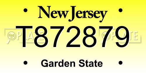 T872879 New Jersey License Plate