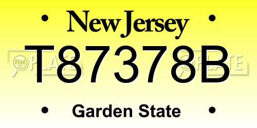 T87378B New Jersey License Plate