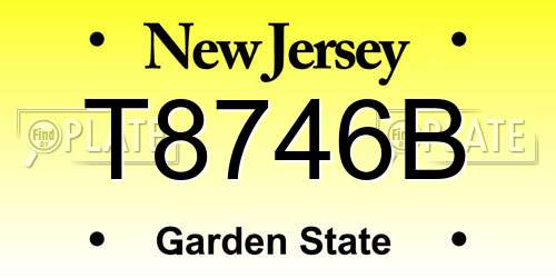 T8746B New Jersey License Plate