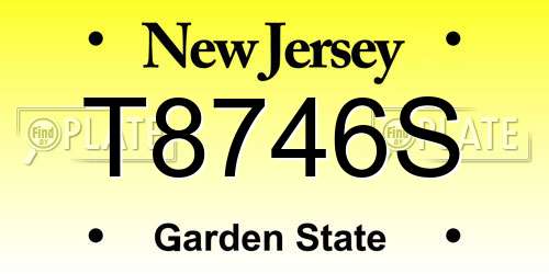 T8746S New Jersey License Plate