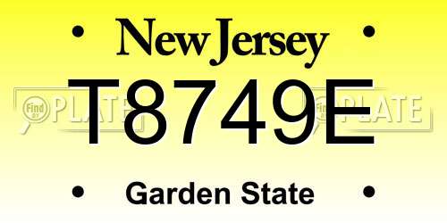 T8749E New Jersey License Plate