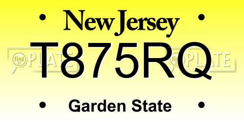 T875RQ New Jersey License Plate