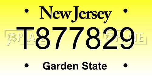 T877829 New Jersey License Plate