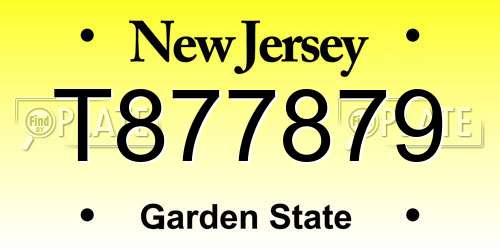 T877879 New Jersey License Plate