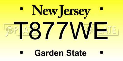 T877WE New Jersey License Plate