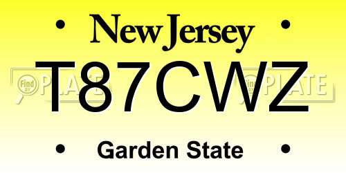 T87CWZ New Jersey License Plate