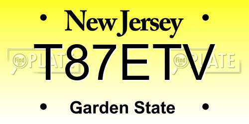 T87ETV New Jersey License Plate