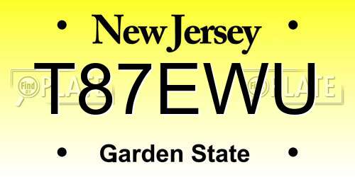 T87EWU New Jersey License Plate