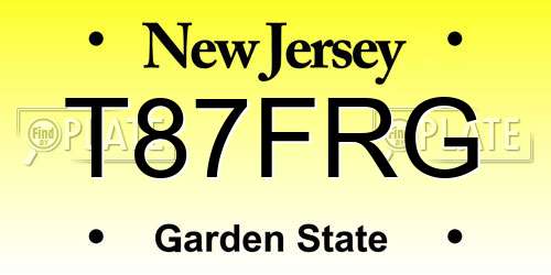 T87FRG New Jersey License Plate