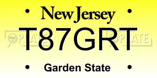 T87GRT New Jersey License Plate