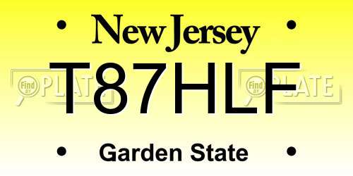 T87HLF New Jersey License Plate