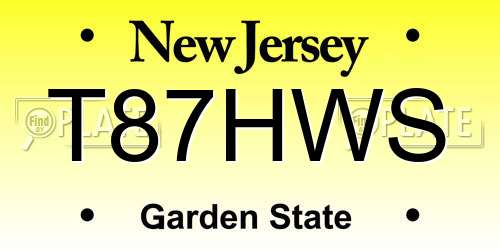 T87HWS New Jersey License Plate