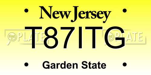 T87ITG New Jersey License Plate