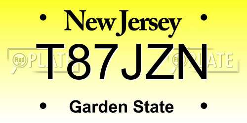 T87JZN New Jersey License Plate