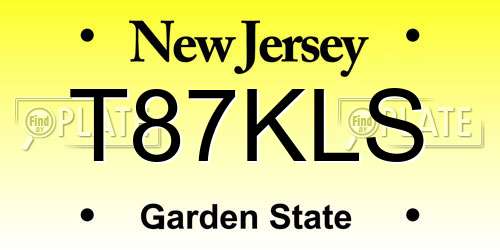 T87KLS New Jersey License Plate