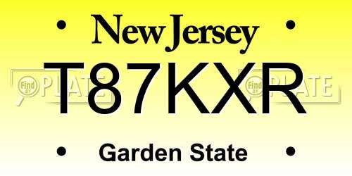 T87KXR New Jersey License Plate