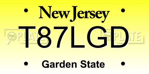 T87LGD New Jersey License Plate