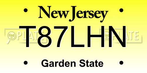 T87LHN New Jersey License Plate