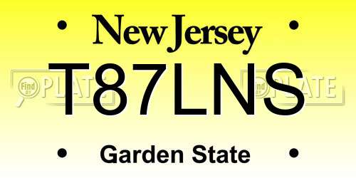T87LNS New Jersey License Plate