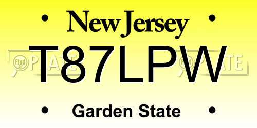 T87LPW New Jersey License Plate