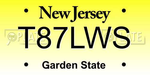 T87LWS New Jersey License Plate