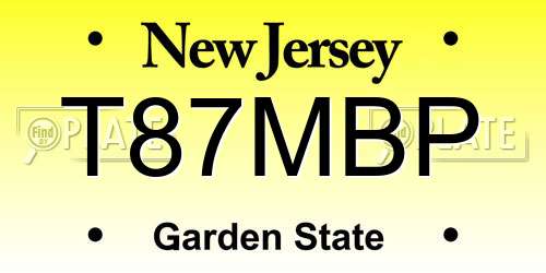 T87MBP New Jersey License Plate