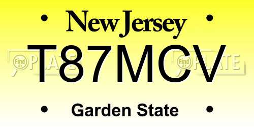 T87MCV New Jersey License Plate