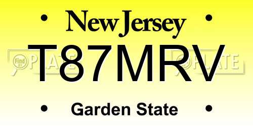 T87MRV New Jersey License Plate