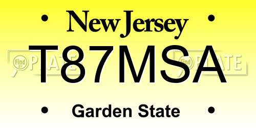 T87MSA New Jersey License Plate