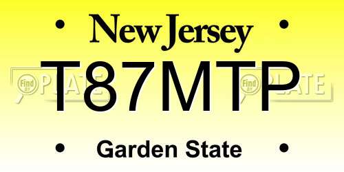 T87MTP New Jersey License Plate