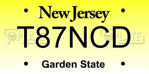 T87NCD New Jersey License Plate