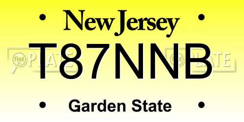 T87NNB New Jersey License Plate