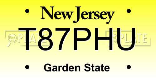 T87PHU New Jersey License Plate