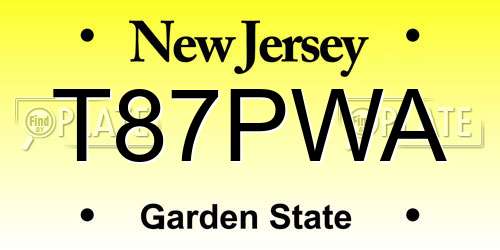 T87PWA New Jersey License Plate