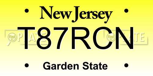 T87RCN New Jersey License Plate