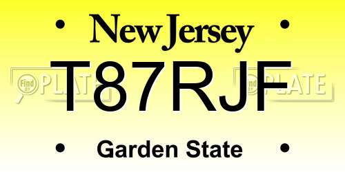 T87RJF New Jersey License Plate