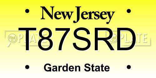 T87SRD New Jersey License Plate