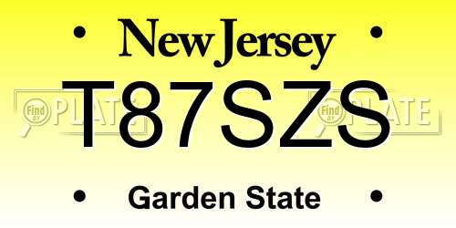 T87SZS New Jersey License Plate